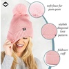 image:imageFunky Junque Basics Womens Pom Pom Beanie Winter Hats Cute Diagonal Pattern Fleece Lined Warm Stocking Caps Pompom TobogganPink