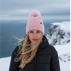 image:imageFunky Junque Basics Womens Pom Pom Beanie Winter Hats Cute Diagonal Pattern Fleece Lined Warm Stocking Caps Pompom TobogganPink