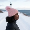 image:imageFunky Junque Basics Womens Pom Pom Beanie Winter Hats Cute Diagonal Pattern Fleece Lined Warm Stocking Caps Pompom TobogganPink