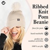 image:imageFunky Junque Basics Womens Pom Pom Beanie Winter Hats Cute Soft Warm Stocking Caps Ribbed Knit Cold Weather Toboggan PompomBeige