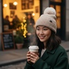 image:imageFunky Junque Basics Womens Pom Pom Beanie Winter Hats Cute Soft Warm Stocking Caps Ribbed Knit Cold Weather Toboggan PompomBeige