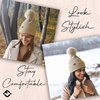 image:imageFunky Junque Basics Womens Pom Pom Beanie Winter Hats Cute Soft Warm Stocking Caps Ribbed Knit Cold Weather Toboggan PompomBeige