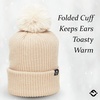 image:imageFunky Junque Basics Womens Pom Pom Beanie Winter Hats Cute Soft Warm Stocking Caps Ribbed Knit Cold Weather Toboggan PompomBeige