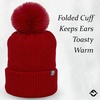 image:imageFunky Junque Basics Womens Pom Pom Beanie Winter Hats Cute Soft Warm Stocking Caps Ribbed Knit Cold Weather Toboggan PompomBurgundy