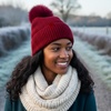 image:imageFunky Junque Basics Womens Pom Pom Beanie Winter Hats Cute Soft Warm Stocking Caps Ribbed Knit Cold Weather Toboggan PompomBurgundy