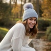 image:imageFunky Junque Basics Womens Pom Pom Beanie Winter Hats Cute Soft Warm Stocking Caps Ribbed Knit Cold Weather Toboggan PompomGrey