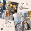 image:imageFunky Junque Basics Womens Pom Pom Beanie Winter Hats Cute Soft Warm Stocking Caps Ribbed Knit Cold Weather Toboggan PompomGrey