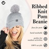 image:imageFunky Junque Basics Womens Pom Pom Beanie Winter Hats Cute Soft Warm Stocking Caps Ribbed Knit Cold Weather Toboggan PompomGrey