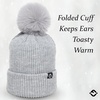 image:imageFunky Junque Basics Womens Pom Pom Beanie Winter Hats Cute Soft Warm Stocking Caps Ribbed Knit Cold Weather Toboggan PompomGrey