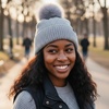 image:imageFunky Junque Basics Womens Pom Pom Beanie Winter Hats Cute Soft Warm Stocking Caps Ribbed Knit Cold Weather Toboggan PompomGrey
