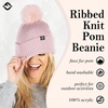 image:imageFunky Junque Basics Womens Pom Pom Beanie Winter Hats Cute Soft Warm Stocking Caps Ribbed Knit Cold Weather Toboggan PompomPink