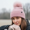 image:imageFunky Junque Basics Womens Pom Pom Beanie Winter Hats Cute Soft Warm Stocking Caps Ribbed Knit Cold Weather Toboggan PompomPink