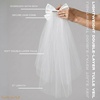 image:imageFunky Junque Bride to Be Veil Satin Tulle Bachelorette Headpiece  Doublelayered tulle veil with Bride To Be embroidery for bachelorette parties bridal showers photos amp keepsakesSatin Bow  White