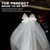 image:imageFunky Junque Bride to Be Veil Satin Tulle Bachelorette Headpiece  Doublelayered tulle veil with Bride To Be embroidery for bachelorette parties bridal showers photos amp keepsakesSatin Bow  White