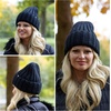 image:imageFunky Junque Chunky Knit Wool Beanie for Men and Women Warm Winter Hat Unisex Stretchable Cuffed Ski CapBlack