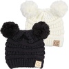 image:imageFunky Junque Double Pom Pom Baby Beanie  Newborn Girl Winter Hat 012 Months Cute Cozy Knit Infant Beanies for Cold Weather2 Pack  Black  Ivory  Double Pom