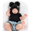 image:imageFunky Junque Double Pom Pom Baby Beanie  Newborn Girl Winter Hat 012 Months Cute Cozy Knit Infant Beanies for Cold Weather2 Pack  Black  Ivory  Ear Flap