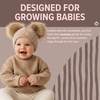 image:imageFunky Junque Double Pom Pom Baby Beanie  Newborn Girl Winter Hat 012 Months Cute Cozy Knit Infant Beanies for Cold WeatherBeige  Diagonal Basketweave Pattern  Double Pom Pom