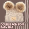 image:imageFunky Junque Double Pom Pom Baby Beanie  Newborn Girl Winter Hat 012 Months Cute Cozy Knit Infant Beanies for Cold WeatherBeige  Diagonal Basketweave Pattern  Double Pom Pom
