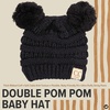 image:imageFunky Junque Double Pom Pom Baby Beanie  Newborn Girl Winter Hat 012 Months Cute Cozy Knit Infant Beanies for Cold WeatherBlack  Double Pom