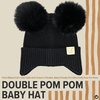 image:imageFunky Junque Double Pom Pom Baby Beanie  Newborn Girl Winter Hat 012 Months Cute Cozy Knit Infant Beanies for Cold WeatherBlack  Ear Flap W Double Faux Fur Pom