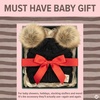 image:imageFunky Junque Double Pom Pom Baby Beanie  Newborn Girl Winter Hat 012 Months Cute Cozy Knit Infant Beanies for Cold WeatherBlack  Faux Fur Pom 2 Pom