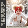 image:imageFunky Junque Double Pom Pom Baby Beanie  Newborn Girl Winter Hat 012 Months Cute Cozy Knit Infant Beanies for Cold WeatherDiagonal Basketweave  Red Double Pom