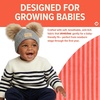 image:imageFunky Junque Double Pom Pom Baby Beanie  Newborn Girl Winter Hat 012 Months Cute Cozy Knit Infant Beanies for Cold WeatherDiagonal Basketweave Pattern  Heather Grey 2 Pom