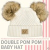 image:imageFunky Junque Double Pom Pom Baby Beanie  Newborn Girl Winter Hat 012 Months Cute Cozy Knit Infant Beanies for Cold WeatherDiagonal Basketweave Pattern  White Double Pom