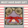 image:imageFunky Junque Double Pom Pom Baby Beanie  Newborn Girl Winter Hat 012 Months Cute Cozy Knit Infant Beanies for Cold WeatherDiagonal Basketweave Pattern  Lavender 2 Pom