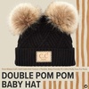 image:imageFunky Junque Double Pom Pom Baby Beanie  Newborn Girl Winter Hat 012 Months Cute Cozy Knit Infant Beanies for Cold WeatherDiagonal Basketweave Pattern  Black 2 Pom