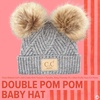 image:imageFunky Junque Double Pom Pom Baby Beanie  Newborn Girl Winter Hat 012 Months Cute Cozy Knit Infant Beanies for Cold WeatherDiagonal Basketweave Pattern  Heather Grey 2 Pom