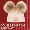 image:imageFunky Junque Double Pom Pom Baby Beanie  Newborn Girl Winter Hat 012 Months Cute Cozy Knit Infant Beanies for Cold WeatherDiagonal Basketweave Pattern  Light Beige 2 Pom