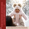 image:imageFunky Junque Double Pom Pom Baby Beanie  Newborn Girl Winter Hat 012 Months Cute Cozy Knit Infant Beanies for Cold WeatherDiagonal Basketweave Pattern  Light Beige 2 Pom