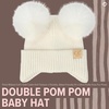 image:imageFunky Junque Double Pom Pom Baby Beanie  Newborn Girl Winter Hat 012 Months Cute Cozy Knit Infant Beanies for Cold WeatherIvory  Ear Flap W Double Faux Fur Pom