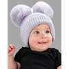 image:imageFunky Junque Double Pom Pom Baby Beanie  Newborn Girl Winter Hat 012 Months Cute Cozy Knit Infant Beanies for Cold WeatherLavender  Ear Flap W Double Faux Fur Pom