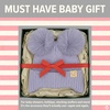 image:imageFunky Junque Double Pom Pom Baby Beanie  Newborn Girl Winter Hat 012 Months Cute Cozy Knit Infant Beanies for Cold WeatherLavender  Ear Flap W Double Faux Fur Pom