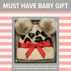 image:imageFunky Junque Double Pom Pom Baby Beanie  Newborn Girl Winter Hat 012 Months Cute Cozy Knit Infant Beanies for Cold WeatherLeopard  Beige Double Pom