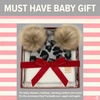 image:imageFunky Junque Double Pom Pom Baby Beanie  Newborn Girl Winter Hat 012 Months Cute Cozy Knit Infant Beanies for Cold WeatherLeopard  Ivory 2 Pom