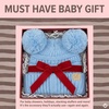 image:imageFunky Junque Double Pom Pom Baby Beanie  Newborn Girl Winter Hat 012 Months Cute Cozy Knit Infant Beanies for Cold WeatherPale Blue  Double Pom
