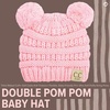 image:imageFunky Junque Double Pom Pom Baby Beanie  Newborn Girl Winter Hat 012 Months Cute Cozy Knit Infant Beanies for Cold WeatherPale Pink  Double Pom
