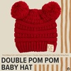 image:imageFunky Junque Double Pom Pom Baby Beanie  Newborn Girl Winter Hat 012 Months Cute Cozy Knit Infant Beanies for Cold WeatherRed  Double Pom