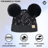 image:imageFunky Junque Double Pom Pom Baby Beanie  Newborn Girl Winter Hat 012 Months Cute Cozy Knit Infant Beanies for Cold WeatherSequin  Black
