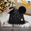 image:imageFunky Junque Double Pom Pom Baby Beanie  Newborn Girl Winter Hat 012 Months Cute Cozy Knit Infant Beanies for Cold WeatherSequin  Black