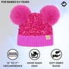 image:imageFunky Junque Double Pom Pom Baby Beanie  Newborn Girl Winter Hat 012 Months Cute Cozy Knit Infant Beanies for Cold WeatherSequin  Hot Pink