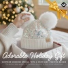 image:imageFunky Junque Double Pom Pom Baby Beanie  Newborn Girl Winter Hat 012 Months Cute Cozy Knit Infant Beanies for Cold WeatherSequin  White
