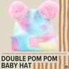 image:imageFunky Junque Double Pom Pom Baby Beanie  Newborn Girl Winter Hat 012 Months Cute Cozy Knit Infant Beanies for Cold WeatherTie Dye  Cotton Candy  Double Pom