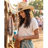 image:imageFunky Junque Embroidered Band Decorative Cowgirl Hat  Patriotic straw cowboy hat with breathable woven design stretchy fit and sun protection for rodeos festivals amp moreTurquoise Stud W Embroidered Floral Trim  Natural