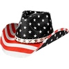 image:imageFunky Junque Embroidered Band Decorative Cowgirl Hat  Patriotic straw cowboy hat with breathable woven design stretchy fit and sun protection for rodeos festivals amp moreAmerican Flag W Star Studs