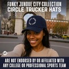 image:imageFunky Junque Embroidered Circle City Trucker Hat Mens Snapback Cap  Cotton trucker cap with embroidered city graphic for game day sports gifting amp everyday street styleNew York  Navy